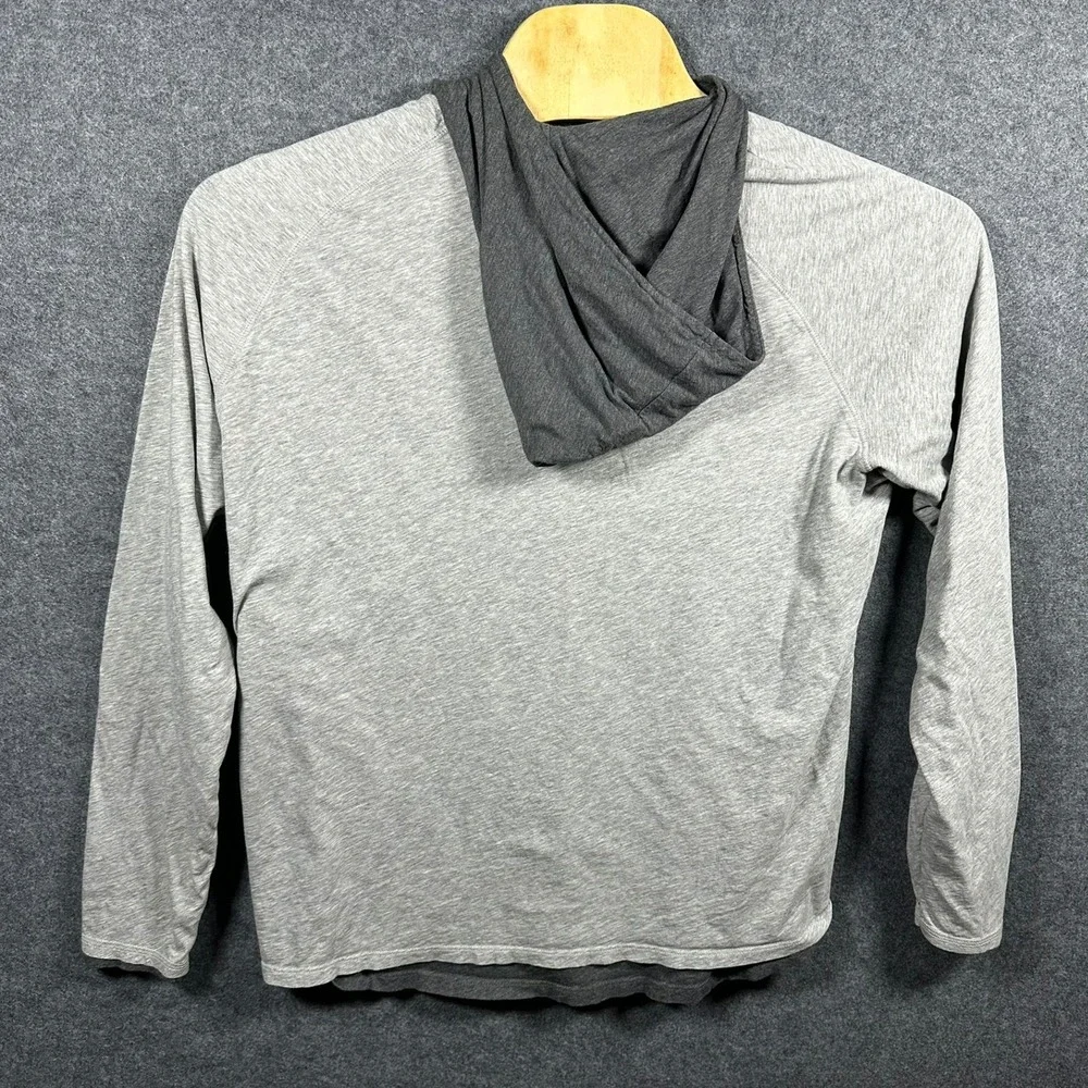Vince Mens XL Double Layer Pima Cotton Long Sleeve Hoodie Two Tone Grey Pullover